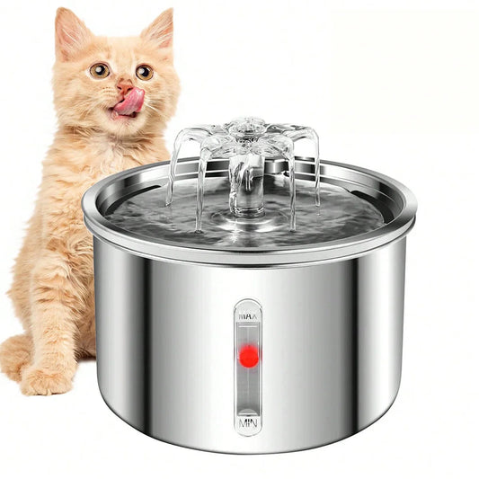 Stainless Steel Pet Water Fountain NZ | Visual Window Automatic Dispenser for Cats & Dogs – PawNest