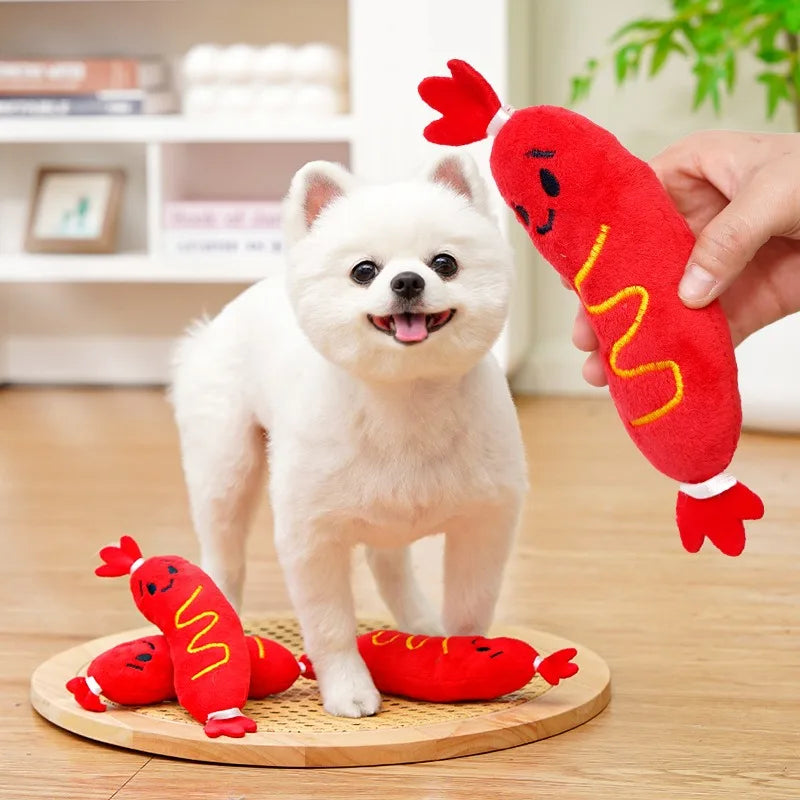 Dog Sound Plush Toy NZ | Hot Dog Chew Toy with Squeaker & Teeth Grinding – PawNest