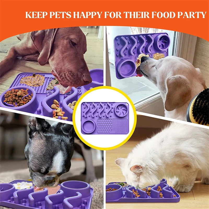3-in-1 Slow Feeder Dog Bowl & Licking Mat NZ | Suction Cup Anxiety Relief Feeder – BPA Free – PawNest