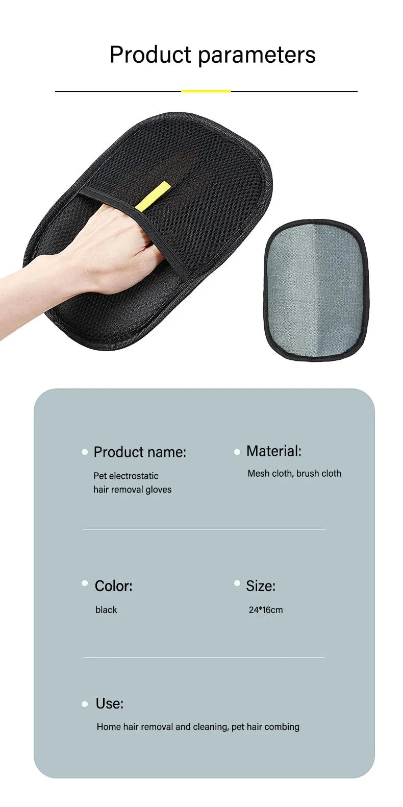 Pet Grooming Gloves – Static Hair Remover Brush for Dogs, Cats & Rabbits | Washable & Durable Hair Removal Tool
