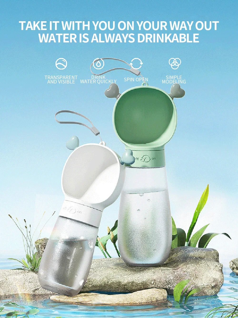 Portable Dog Water Bottle Feeder – Travel Bowl for Pets