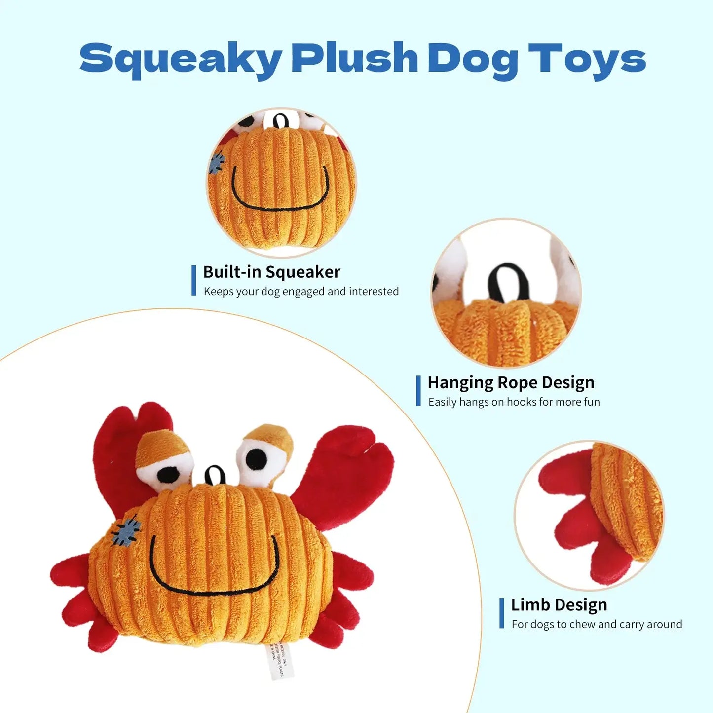 Ocean Series Plush Dog Toys NZ | Soft Squeaky Toys for Small & Medium Breeds – PawNest