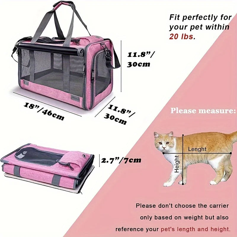 Soft-Sided Pet Carrier NZ | Large & Medium Cat and Puppy Carrier – Comfortable, Portable Dog & Cat Travel Bag – PawNest