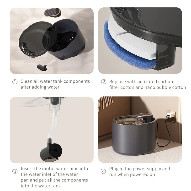 Automatic Cat Water Fountain NZ | USB-Charged Electric Pet Water Dispenser – PawNest
