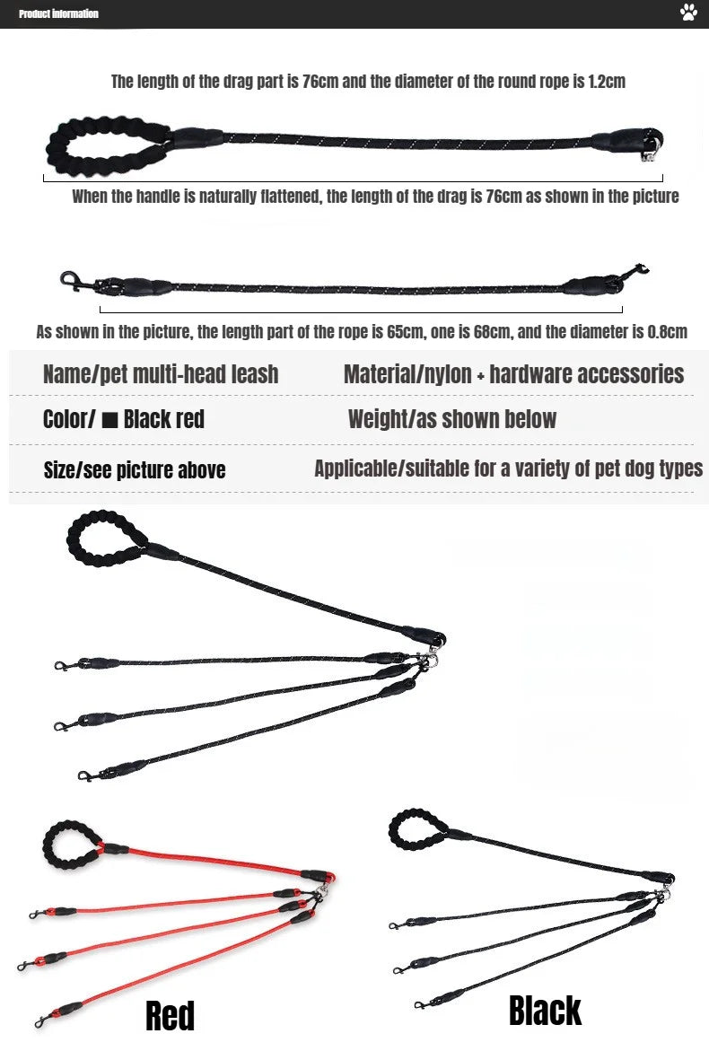 Dual Dog Leash with Harness & Collar NZ | One-to-Two Wear-Resistant Puppy Traction Set – PawNest