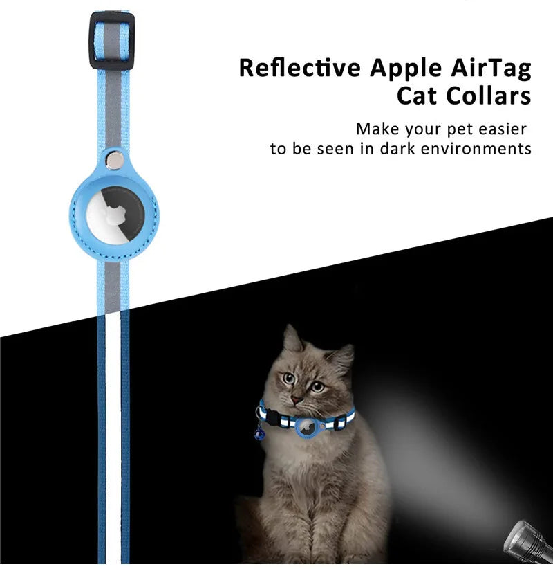 Airtag Reflective GPS Pet Collar with Bell – Real-Time Tracker