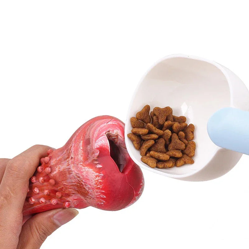 Funny Dog Chew Toy NZ | Realistic Bone-Shaped Rubber Toy with Food Holder & Toothbrush Cleaner – PawNest