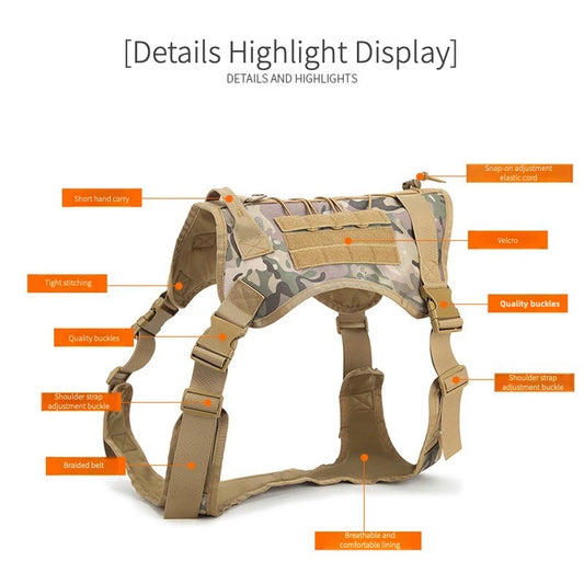 Tactical Dog Harness NZ | Military-Style Adjustable Training Vest for Small to Large Dogs – PawNest