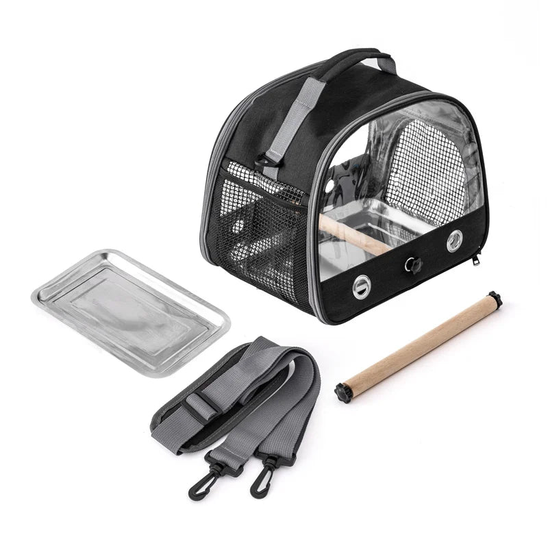 Transparent Bird Carrier Travel Bag NZ | Foldable Parrot Transport Cage with Perch – PawNest