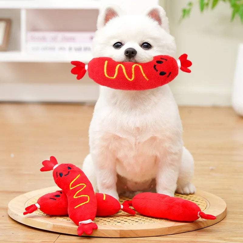 Dog Sound Plush Toy NZ | Hot Dog Chew Toy with Squeaker & Teeth Grinding – PawNest