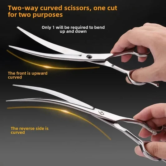 Pet Grooming Scissors Set – Professional Dog Hair Trimming Bent Scissors & Clippers for Precise Pet Haircuts