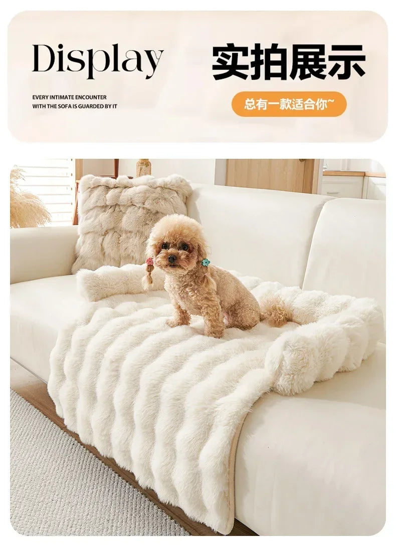 Square Winter Soft Pet Bed NZ | Warm Plush Dog & Cat Sofa with Neck Pillow – PawNest