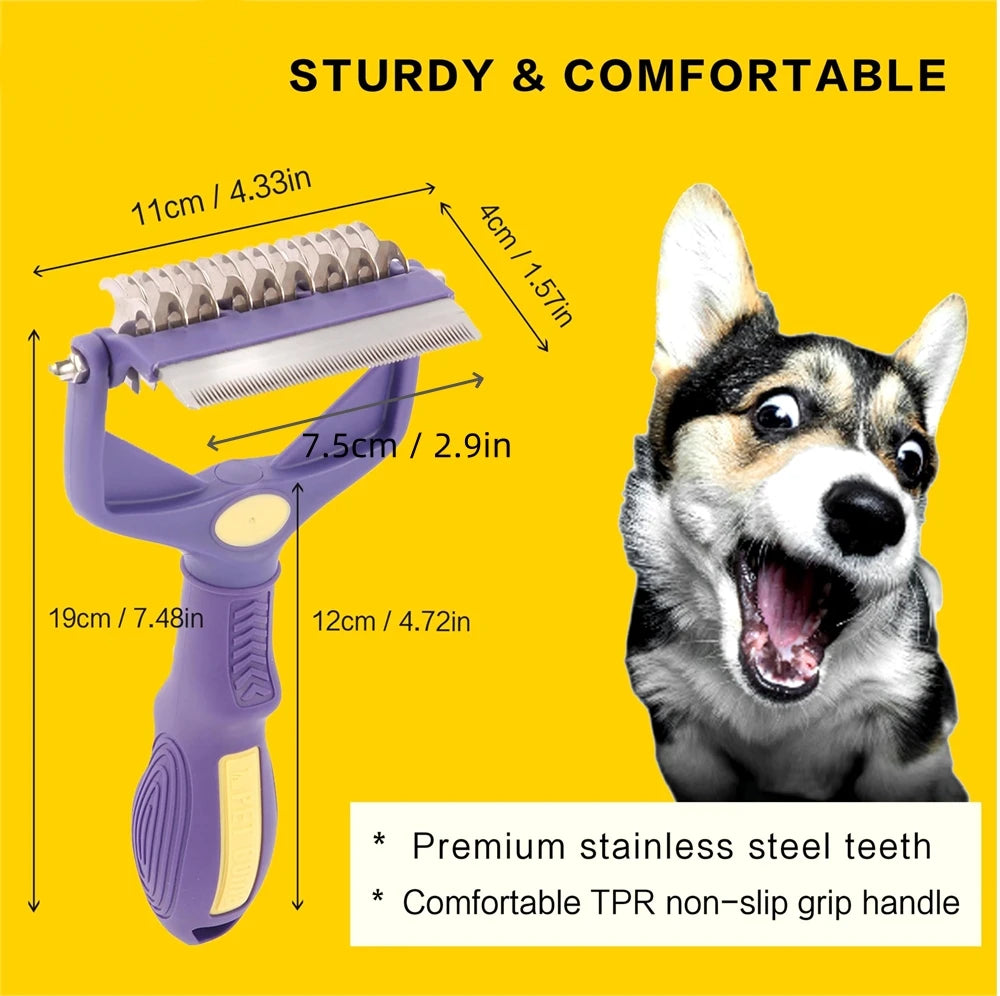 Dog Grooming Brush & Dematting Comb – Undercoat Rake for Thick Hair Cats & Dogs | Pet Hair Removal Tool | PawNest NZ
