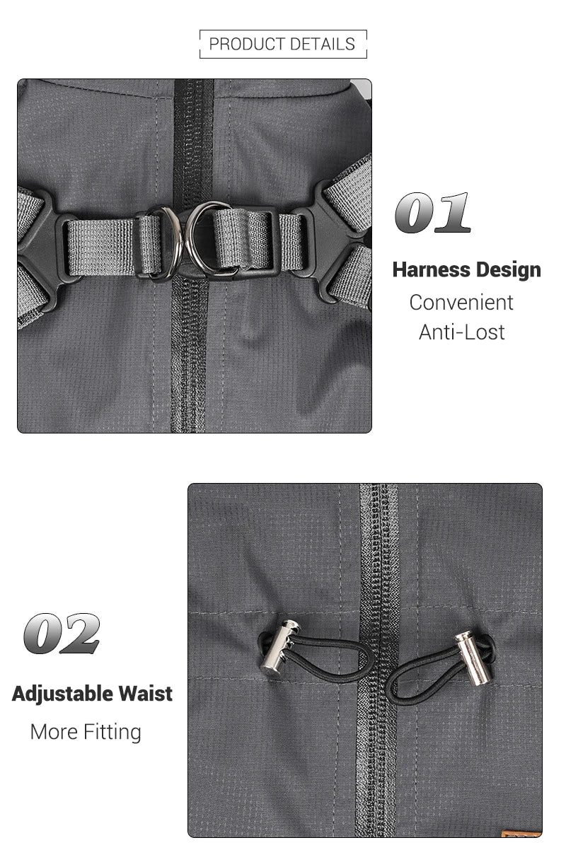 Waterproof Dog Raincoat with Harness NZ | Reflective Adjustable Jumpsuit for Small & Medium Dogs – PawNest