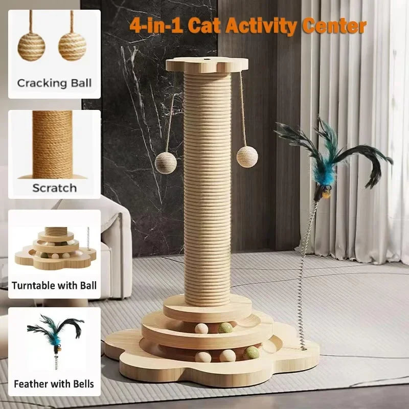 Cat Scratch Pole Sisal NZ | High-Density Turntable Scratcher & Climbing Frame for Cats – PawNest
