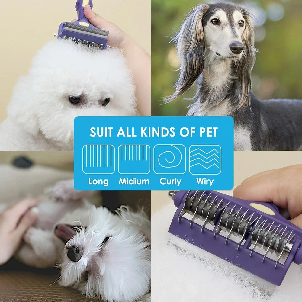 Dog Grooming Brush & Dematting Comb – Undercoat Rake for Thick Hair Cats & Dogs | Pet Hair Removal Tool | PawNest NZ
