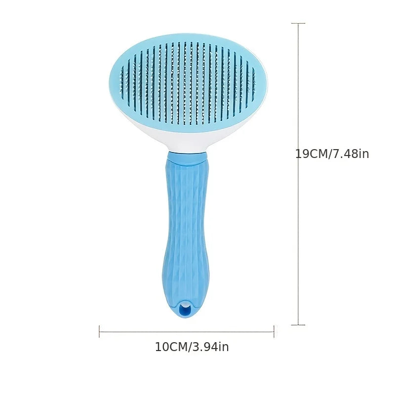 One-Click Pet Hair Removal Brush – Easy Grooming Tool for Dogs & Cats | Gentle, Self-Cleaning De-shedding Comb