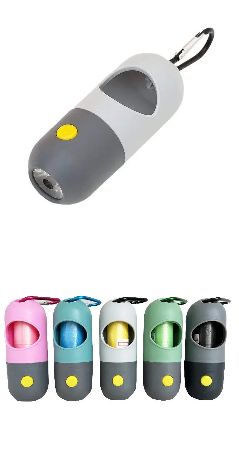 LED Light Dog Poop Bag Dispenser + Degradable Waste Bags