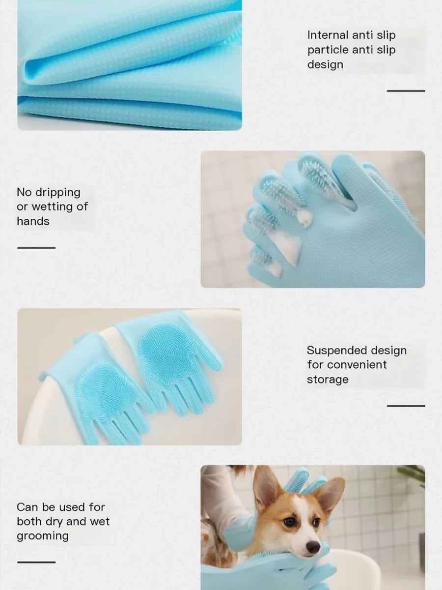 Pet Grooming Gloves – Gentle Bathing, Deshedding & Massage Mitt for Dogs, Cats & Rabbits