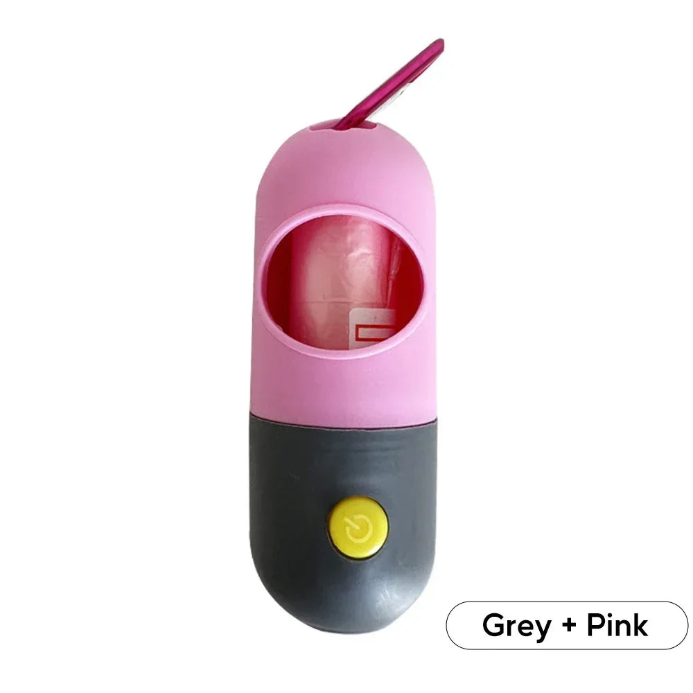 LED Light Dog Poop Bag Dispenser + Degradable Waste Bags