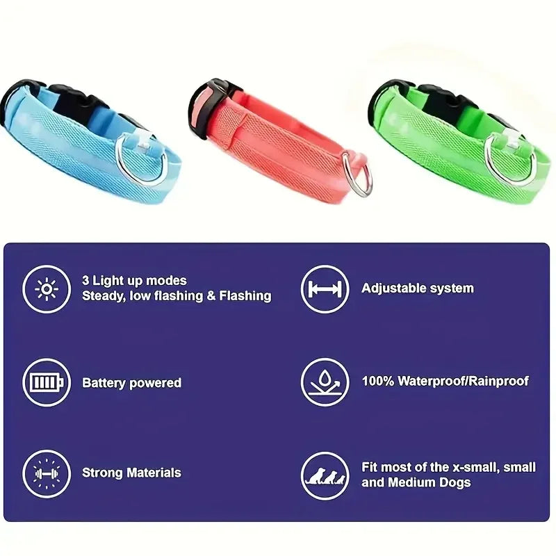 Light Up LED Dog Collar – Safety Flashing Glow Battery Collar