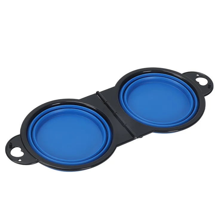 2-in-1 Expandable Silicone Collapsible Dog Bowl – Travel Dual Dish