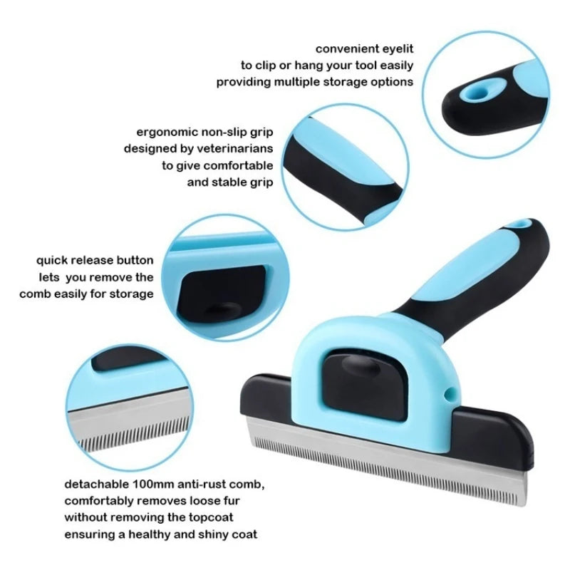 Double-Sided Pet Grooming Brush – Shedding & Dematting Undercoat Rake Comb for Dogs & Cats | Deshedding Tool for Grooming & Care