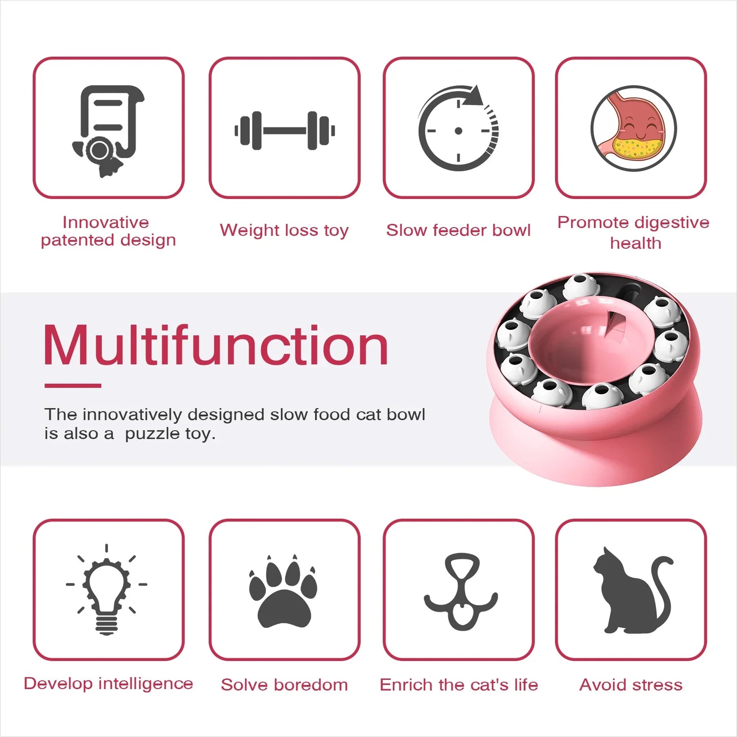 Slow Feeder Cat Bowl NZ | Interactive Puzzle Feeder for Indoor Cats – Aids Digestion & Mental Stimulation – PawNest
