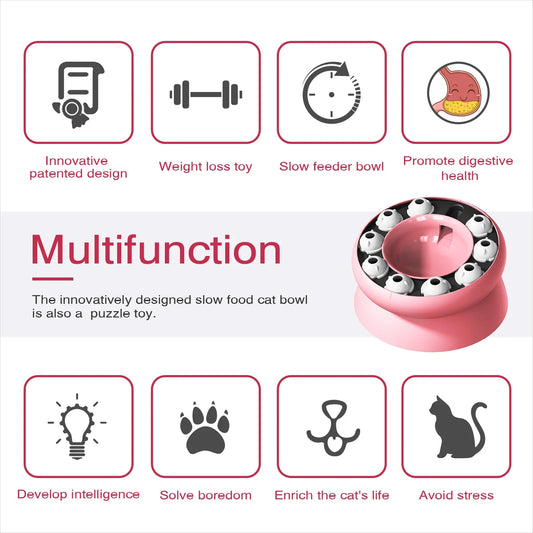 Slow Feeder Cat Bowl NZ | Interactive Puzzle Feeder for Indoor Cats – Aids Digestion & Mental Stimulation – PawNest