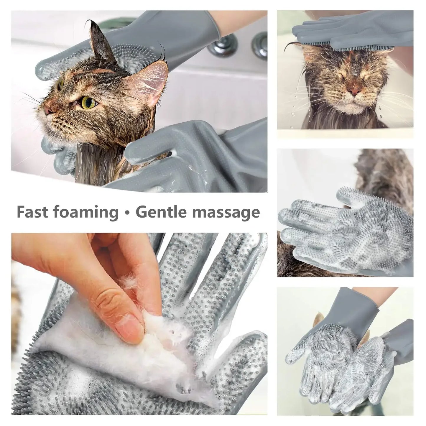 Pet Grooming Gloves – Gentle Bathing, Deshedding & Massage Mitt for Dogs, Cats & Rabbits