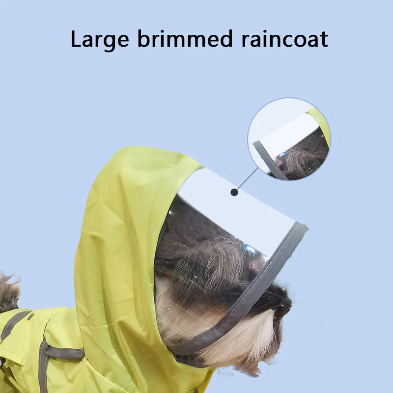 Large Brimmed Dog Raincoat NZ | Reflective Waterproof Raincoat with Traction Rope for Small & Medium Dogs – PawNest