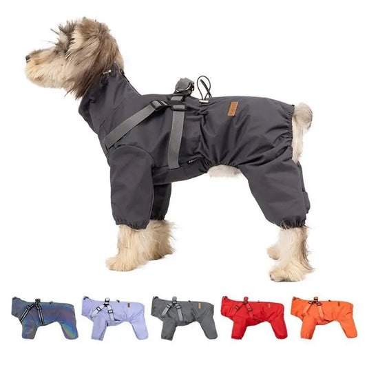 Waterproof Dog Raincoat with Harness NZ | Reflective Adjustable Jumpsuit for Small & Medium Dogs – PawNest