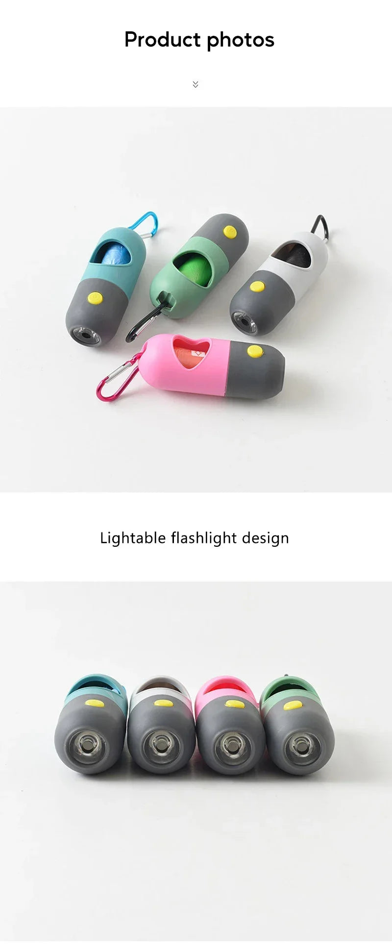 LED Light Dog Poop Bag Dispenser + Degradable Waste Bags