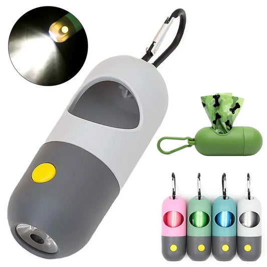 LED Light Dog Poop Bag Dispenser + Degradable Waste Bags