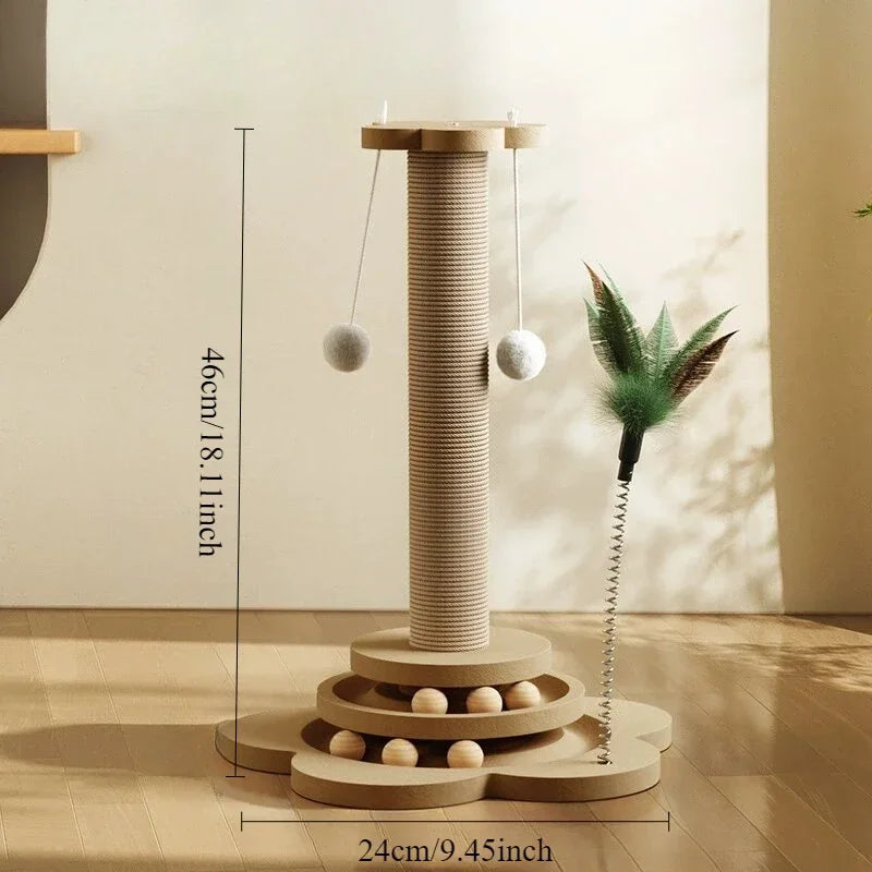 Cat Scratch Pole Sisal NZ | High-Density Turntable Scratcher & Climbing Frame for Cats – PawNest