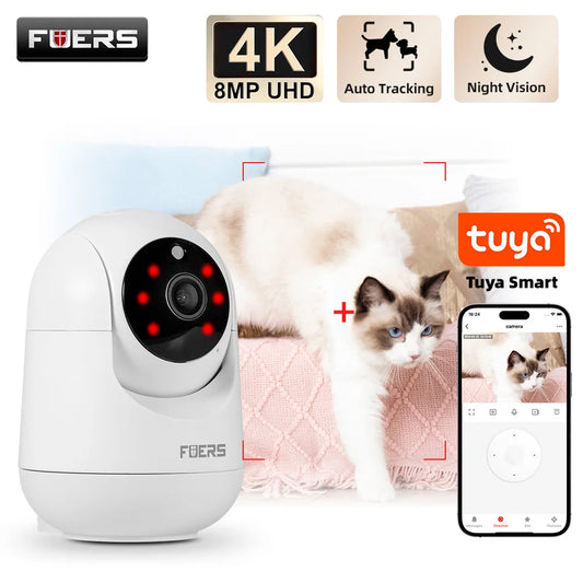 Tuya Smart Pet Camera 4K 8MP – WiFi, Night Vision, AI Alerts