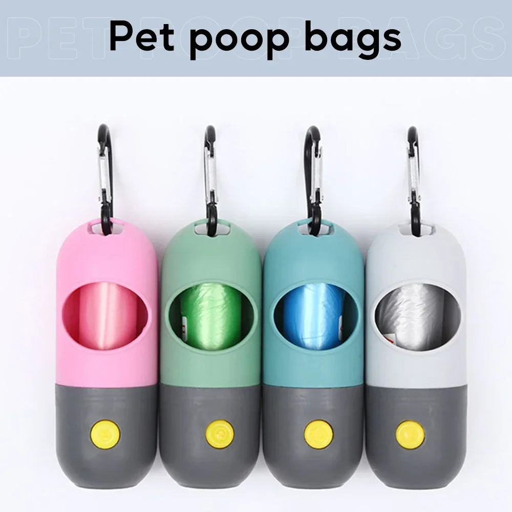LED Light Dog Poop Bag Dispenser + Degradable Waste Bags