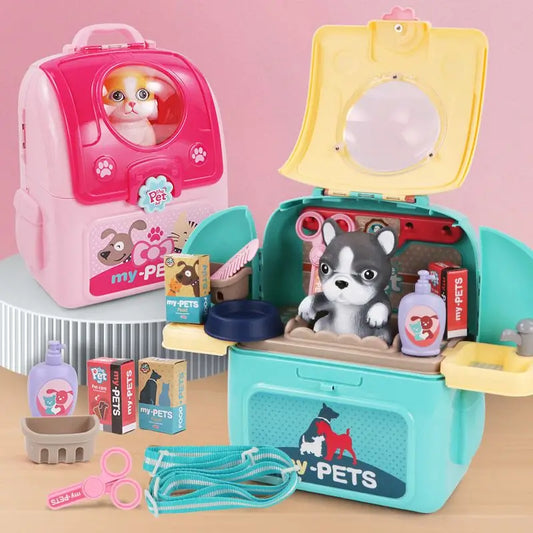 Pet Care Play Set – Dog Grooming Vet Kit with Backpack | Educational Toy for Kids & Toddlers | Pretend