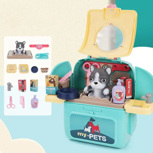 Pet Care Play Set – Dog Grooming Vet Kit with Backpack | Educational Toy for Kids & Toddlers | Pretend