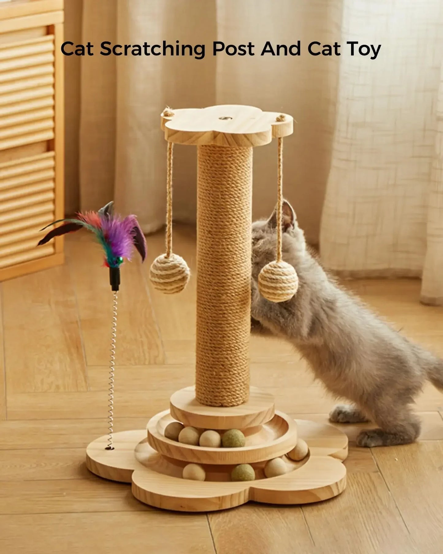 Cat Scratch Pole Sisal NZ | High-Density Turntable Scratcher & Climbing Frame for Cats – PawNest