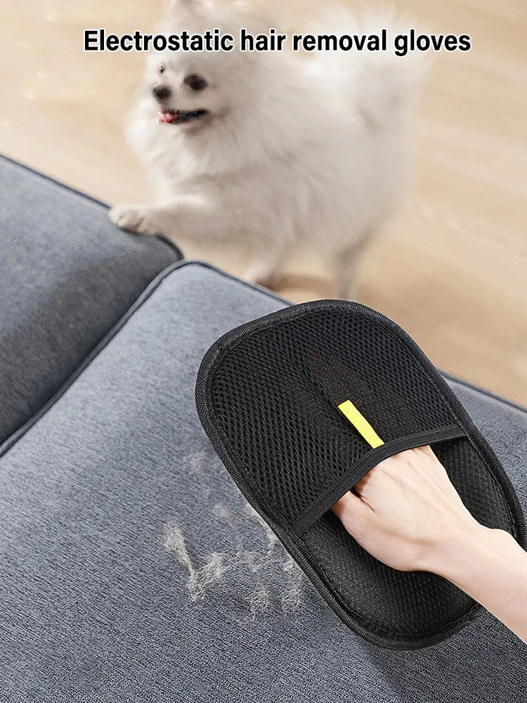 Pet Grooming Gloves – Static Hair Remover Brush for Dogs, Cats & Rabbits | Washable & Durable Hair Removal Tool