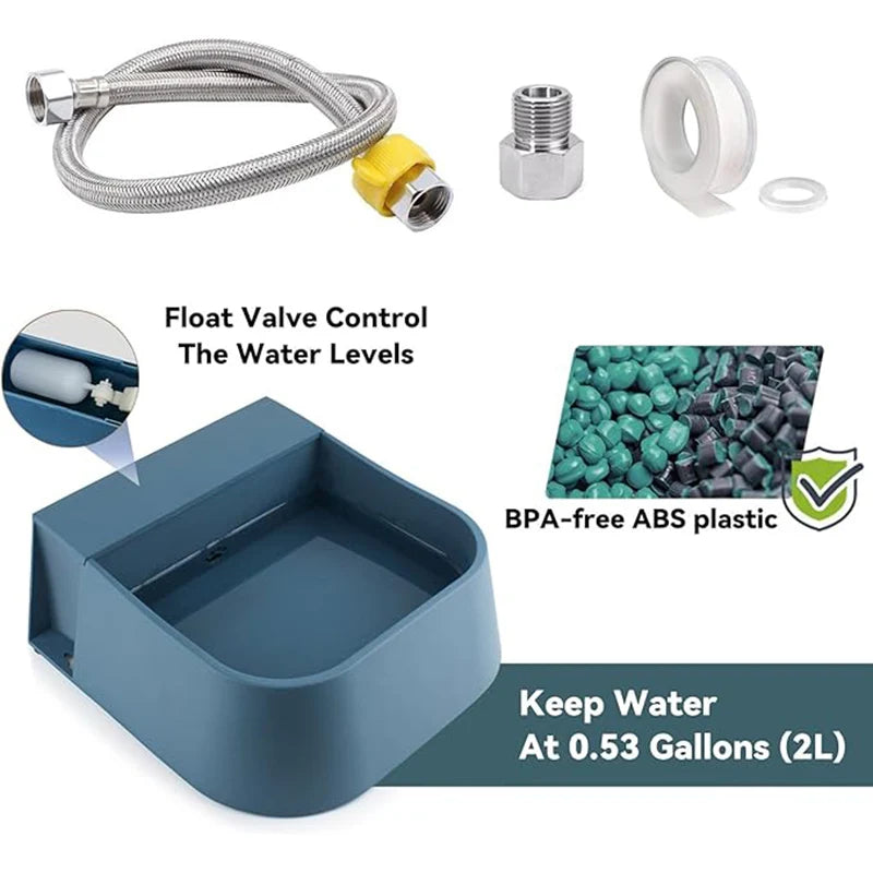 Automatic Dog Water Bowl Dispenser 2L – Outdoor Auto-Fill with Hose