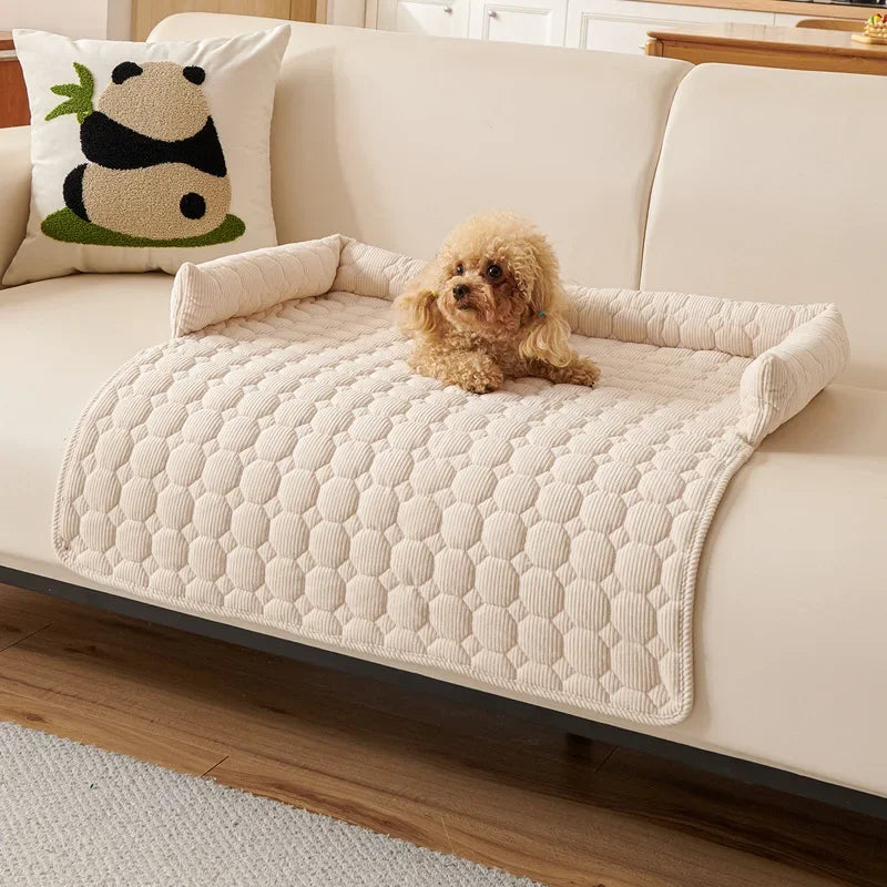 Square Winter Soft Pet Bed NZ | Warm Plush Dog & Cat Sofa with Neck Pillow – PawNest